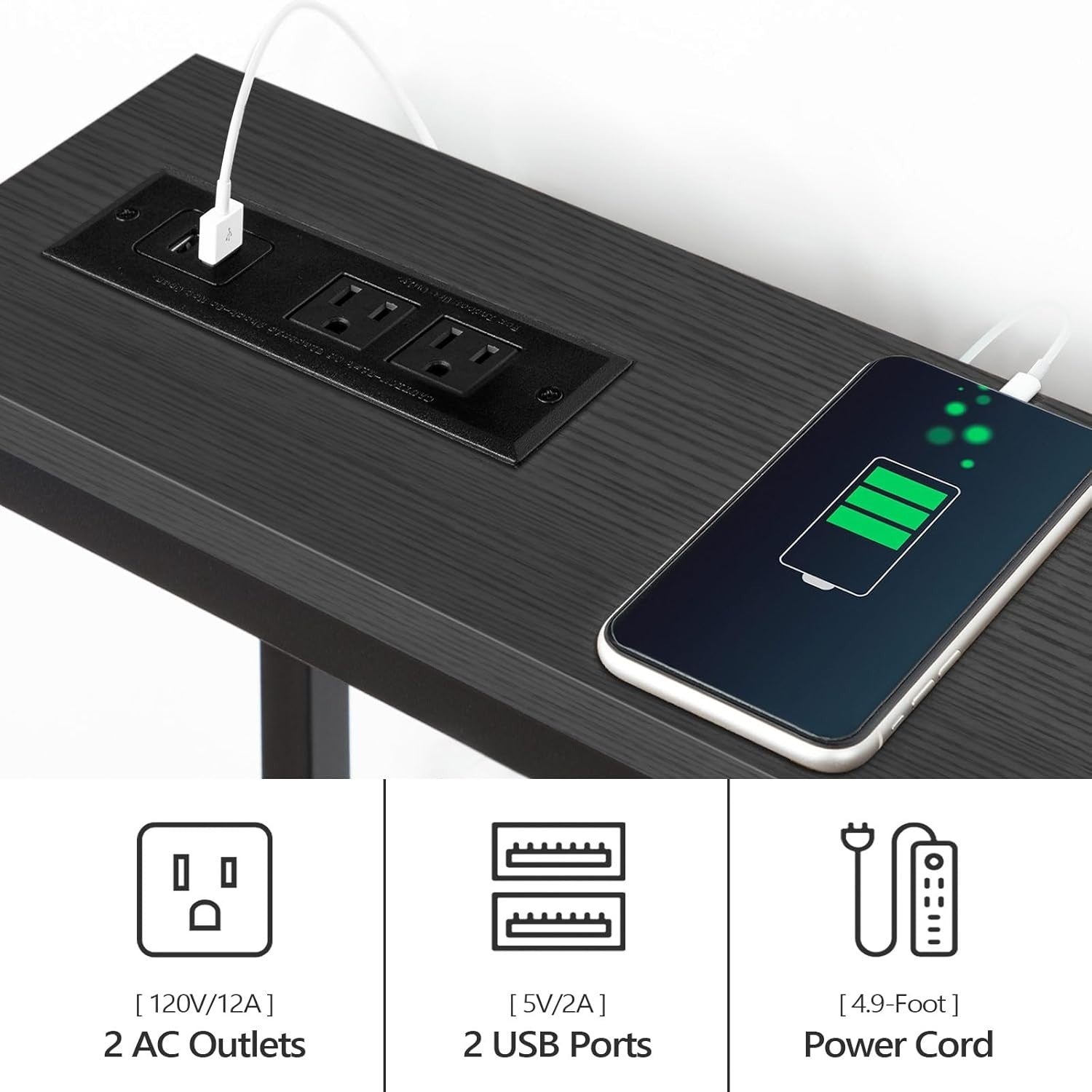 160cm Narrow Console Table with USB & Plug Sockets – Ideal for Hallway