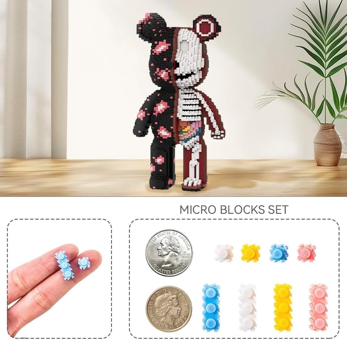 Skeleton Bear Building Set 3688Pcs Mosaic Art Toy 47cm Display Figure