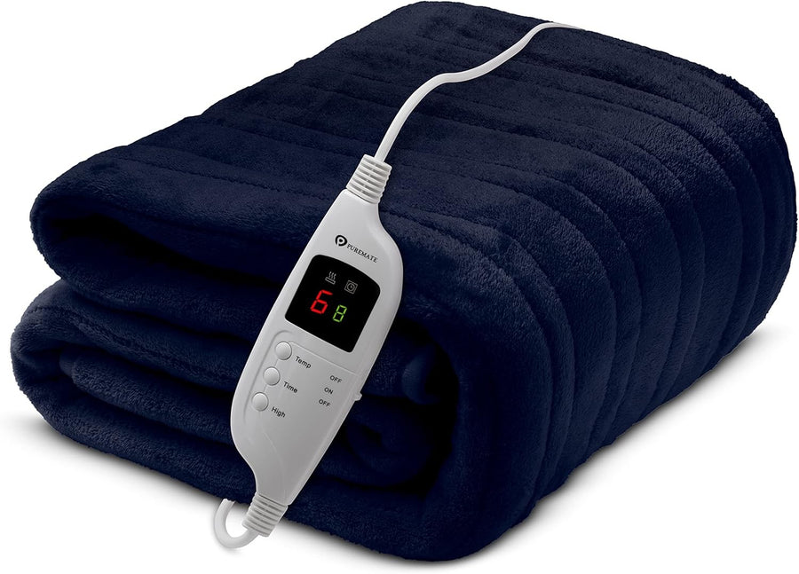 Electric Heated Throw Blanket 160x130cm Fleece 9 Heat Settings Timer