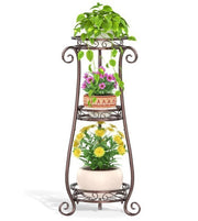 3 Tier Bronze Metal Plant Stand Indoor Outdoor Tall Flower Pot Holder Rack