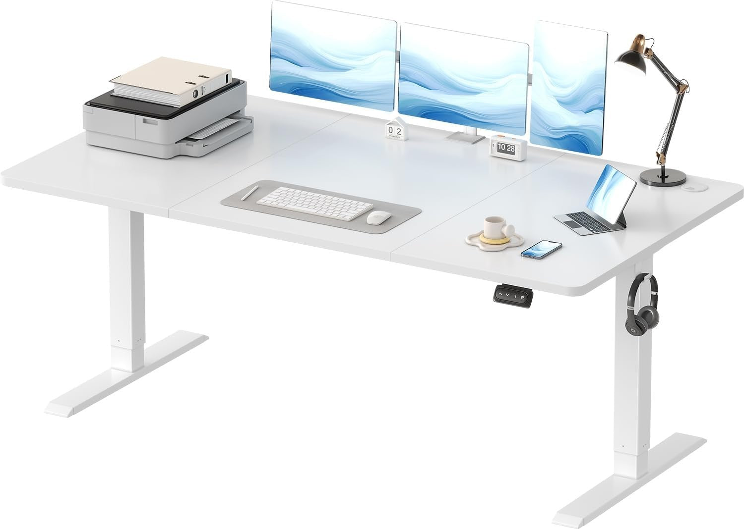 Electric Standing Desk 180x80cm Adjustable Height Table with Memory White