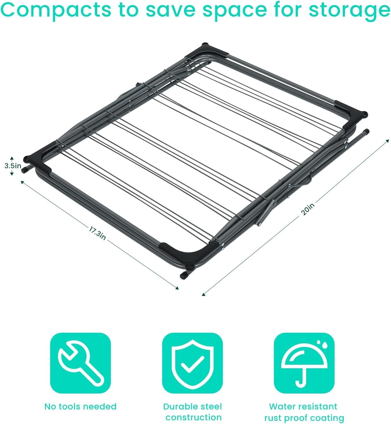 14m Clothes Airer 3 Tier Folding Laundry Drying Rack Heavy Duty Space Saving