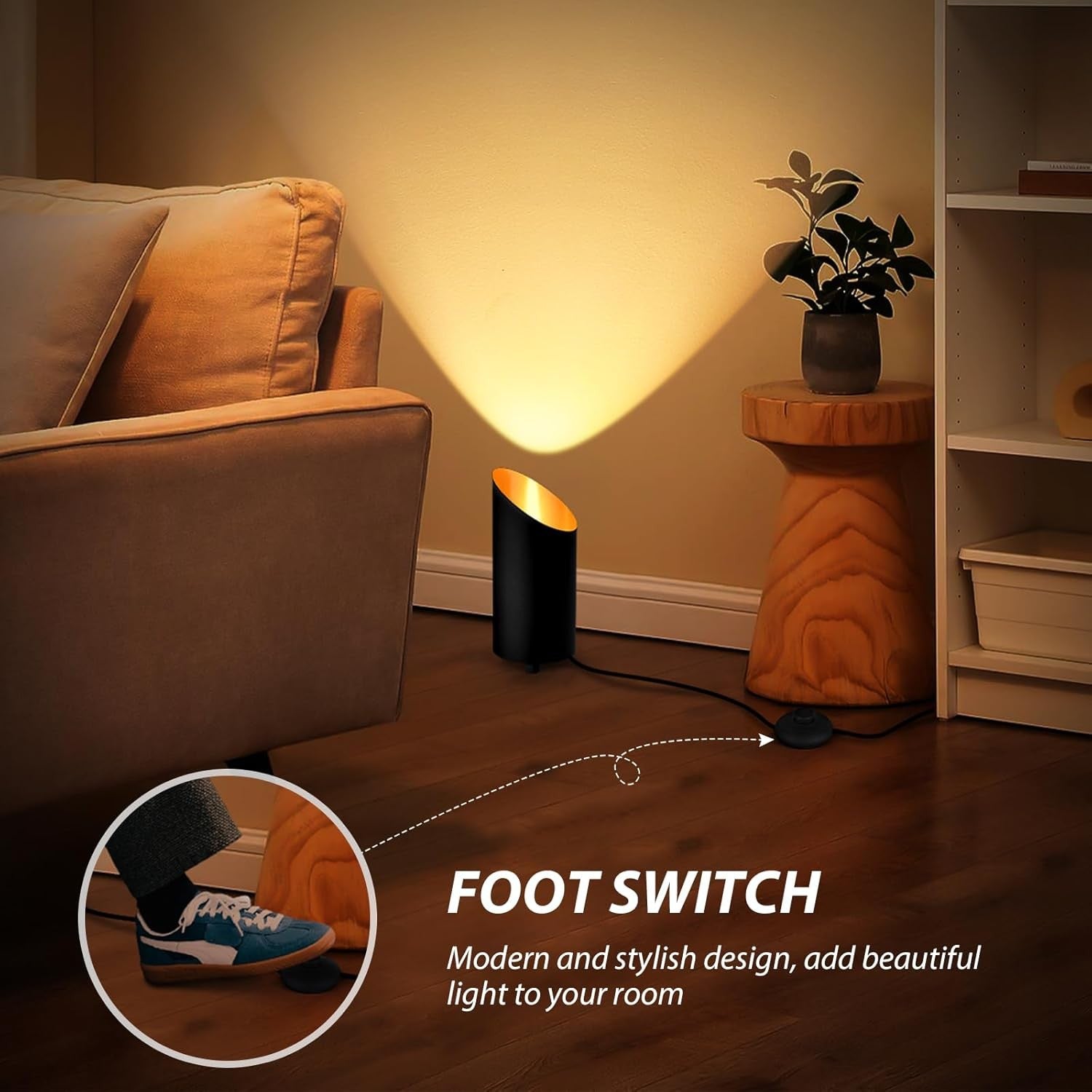 LED Uplight Floor Lamp IP44 Waterproof 6W Warm White GU10 Foot Switch