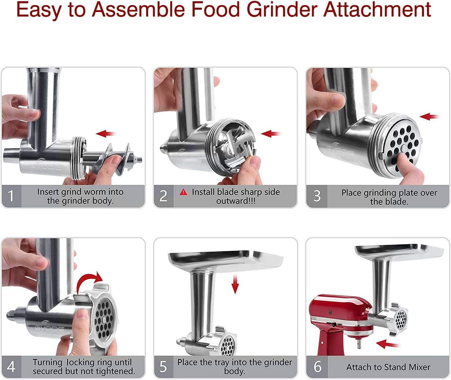 Meat Grinder Attachment for Stand Mixer Sausage Maker 4 Plates Kit