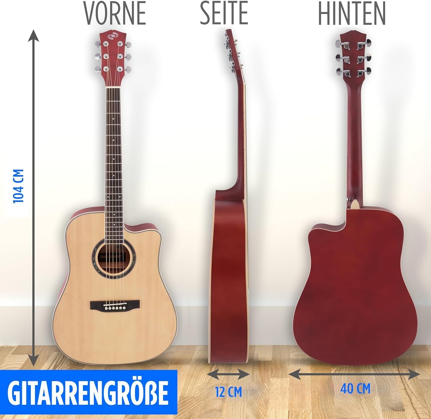 Full Size 41in Dreadnought Acoustic Guitar Starter Kit Natural