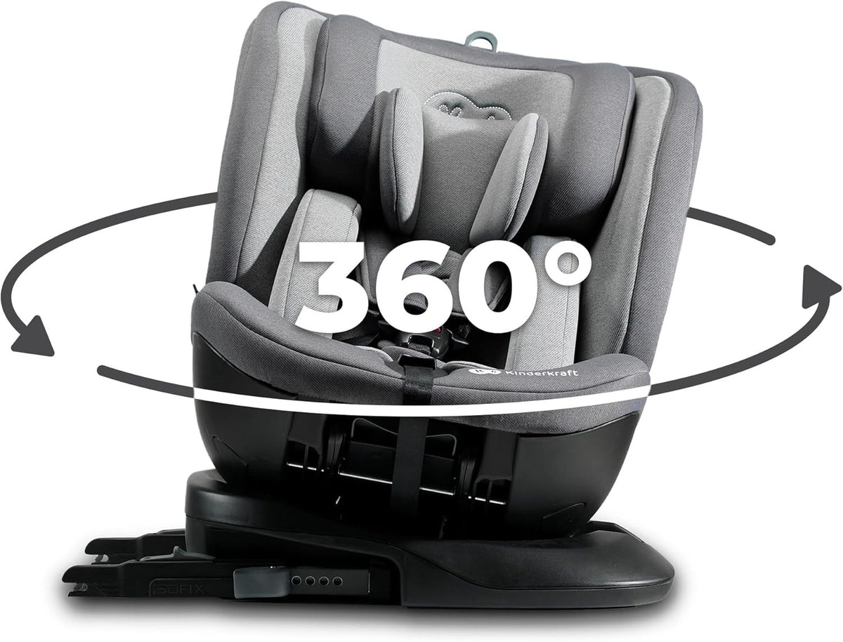 360° Rotating i-Size Child Car Seat ISOFIX Birth–36kg All Stages Grey