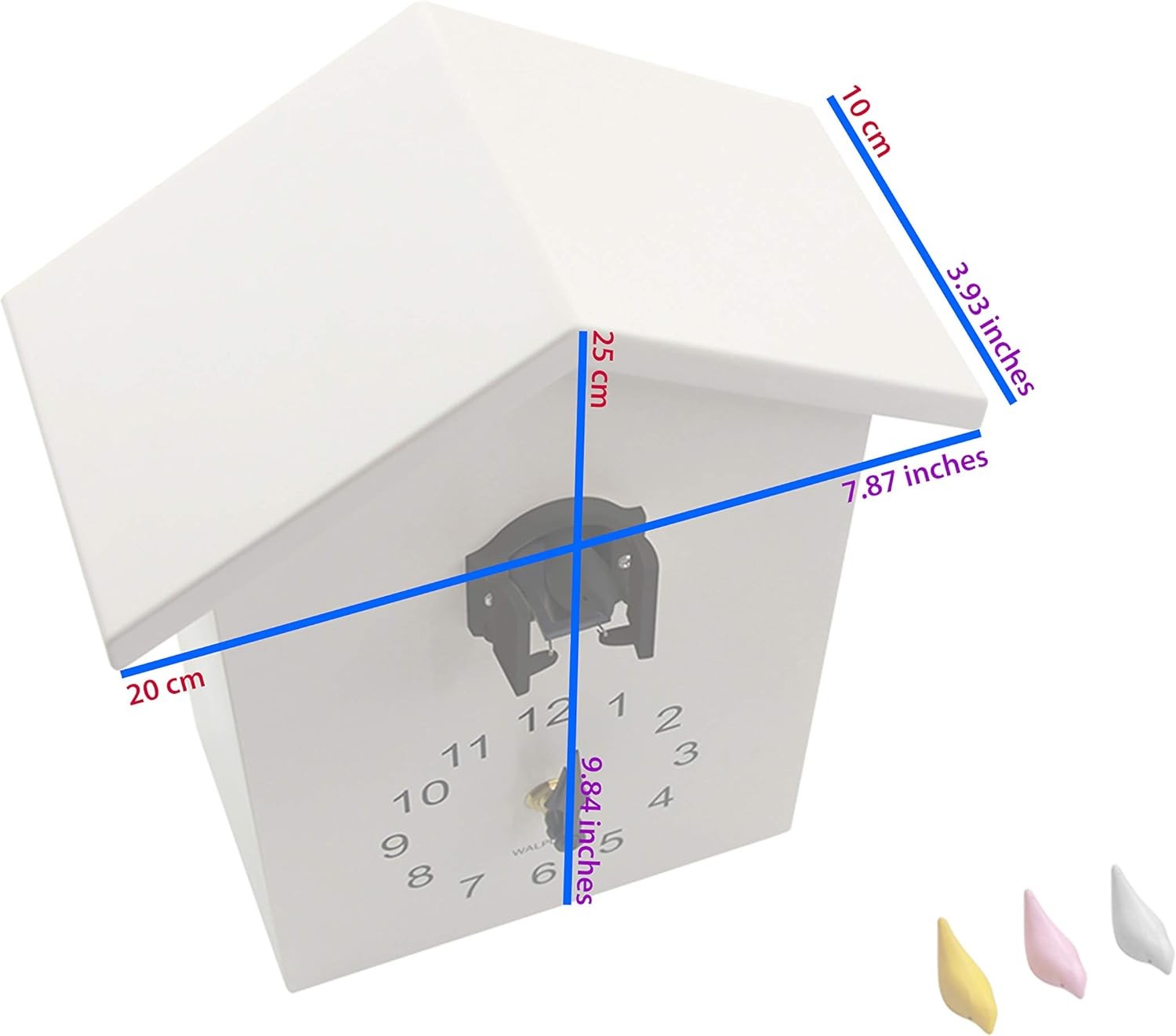 Minimalist Cuckoo Wall Clock Battery Operated Pendulum 25cm