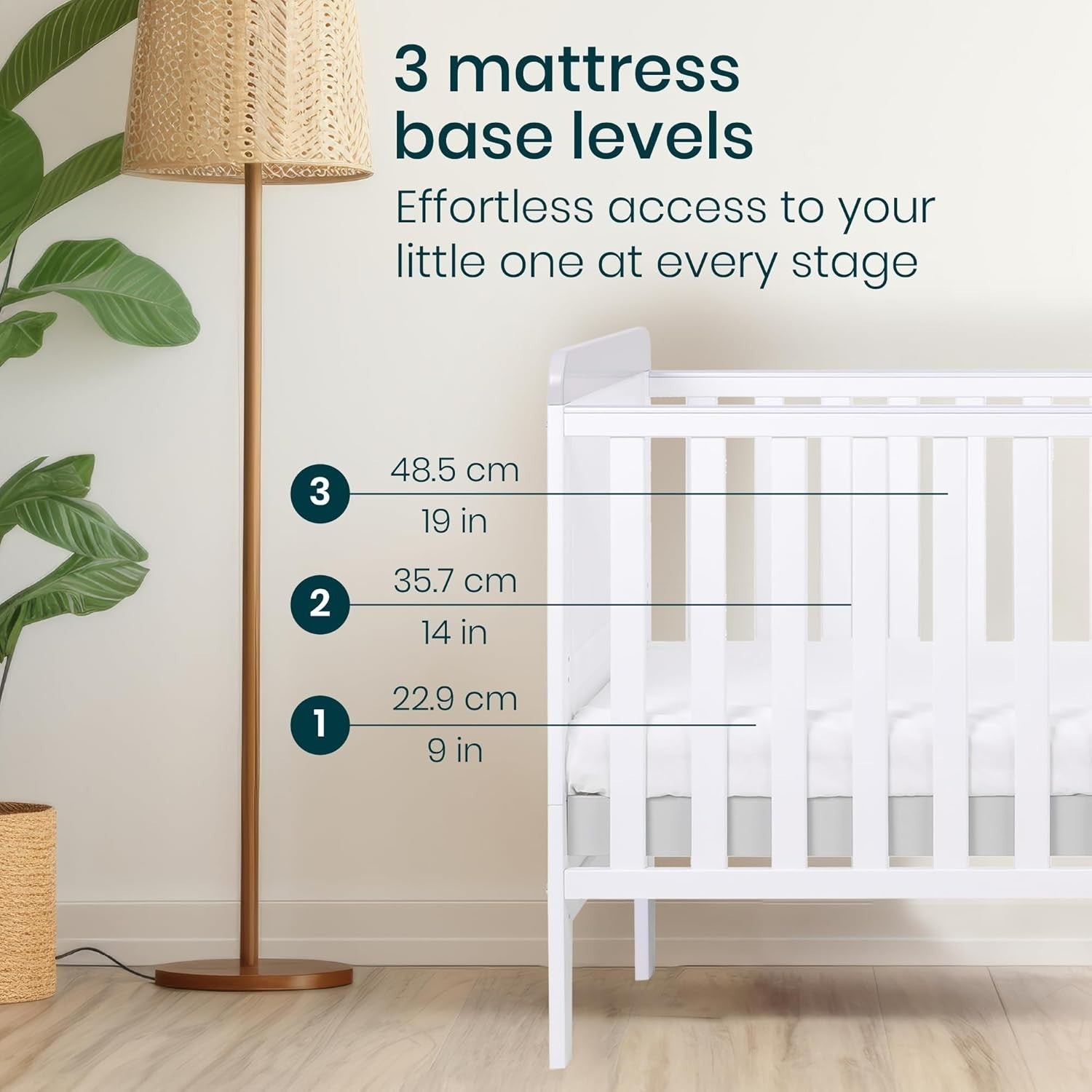 3in1 Mini Cot Bed Drawer Toddler Sofa Adjustable Height Wooden Frame White/Grey