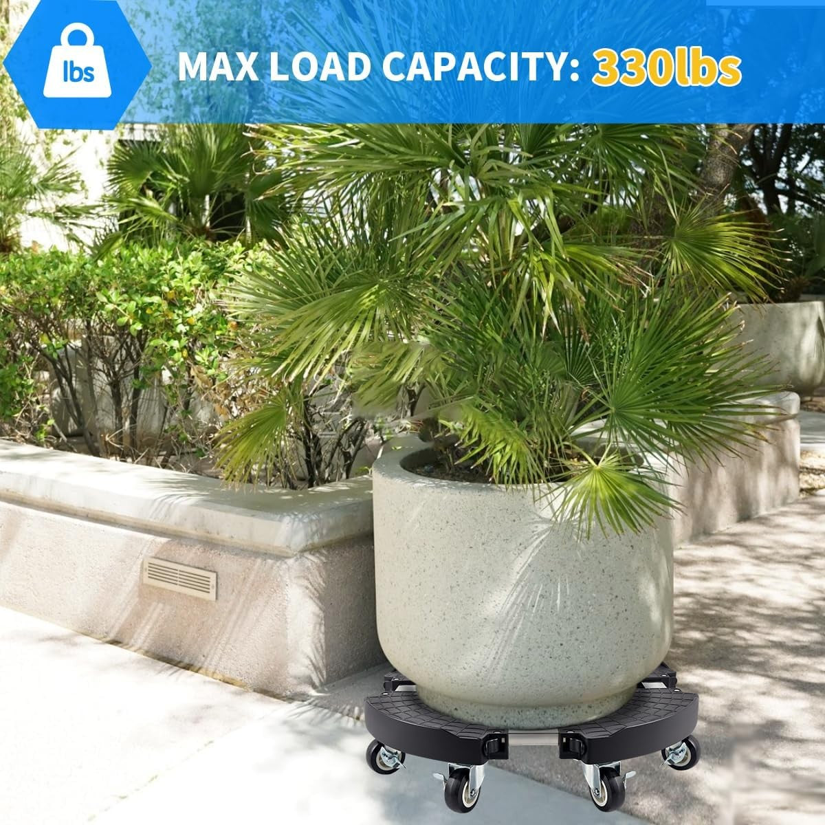2 Pack Adjustable Rolling Plant Stand with Wheels Heavy Duty 15–21" 330lbs Caddy
