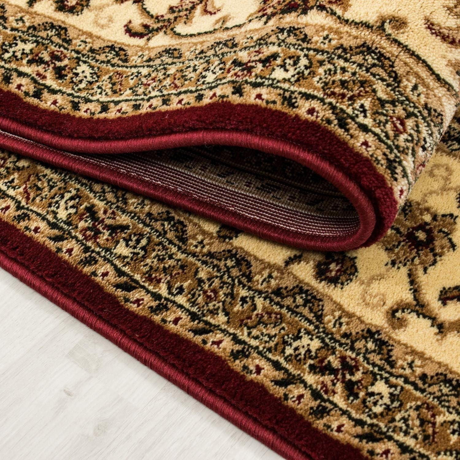 Burgundy Oriental Area Rug 120x170cm Soft Low Pile Floral Living Room Carpet