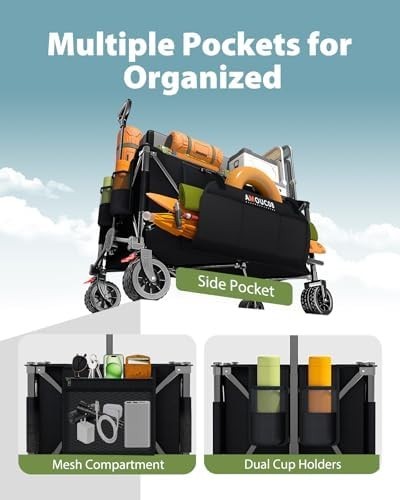 300L Large Folding Camping Trolley on Wheels – Heavy Duty Festival Cart