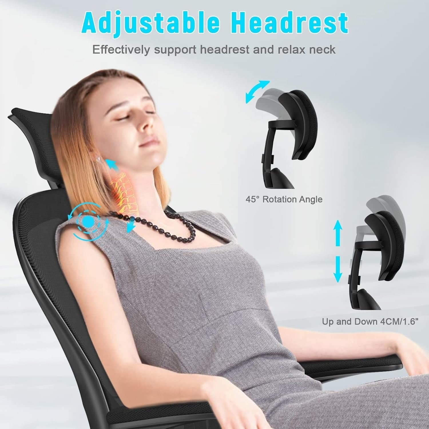 Black Ergonomic Office Chair Mesh Back Adjustable Lumbar Arm Head Support Desk