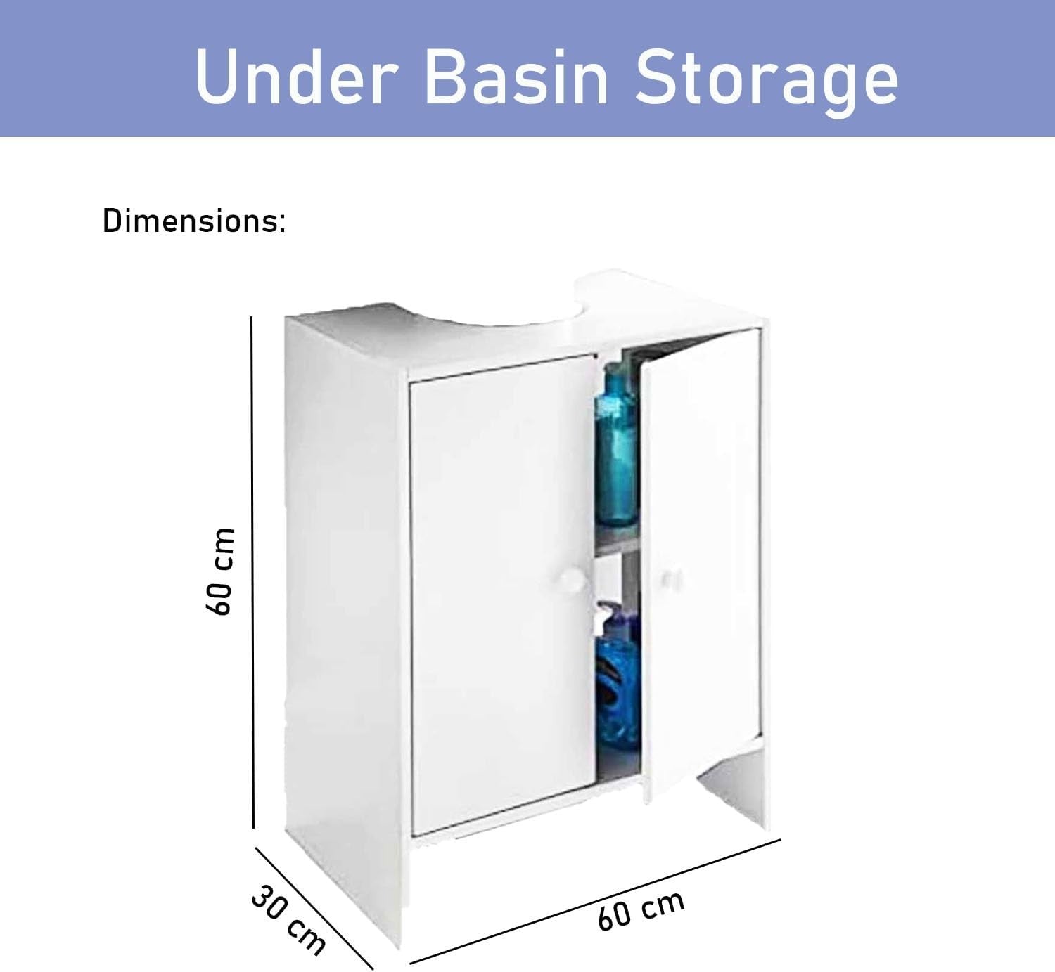 Modern White Under Sink Bathroom Cabinet Storage Cupboard Vanity Unit