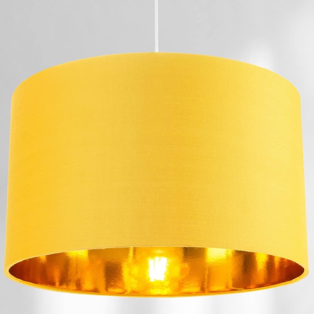 Ochre Drum Lamp Shade Gold Lined Modern Table Floor Pendant 14"