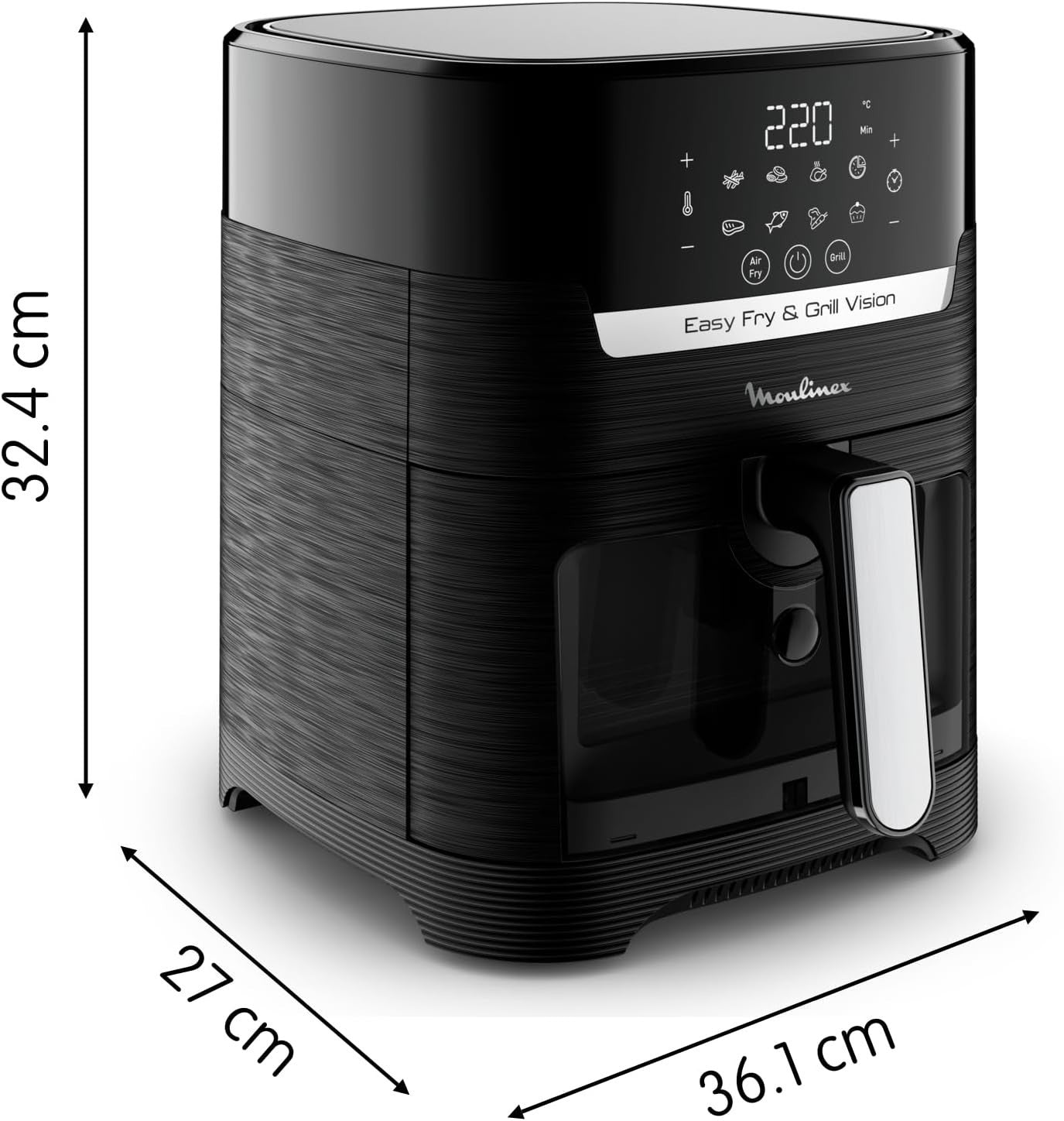 Air Fryer Grill Combo 4.6L Window Touch Screen Extra Crisp Fast Cook