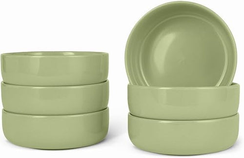 6pc Stoneware Bowls 14cm Microwave Dishwasher Safe Olive Green