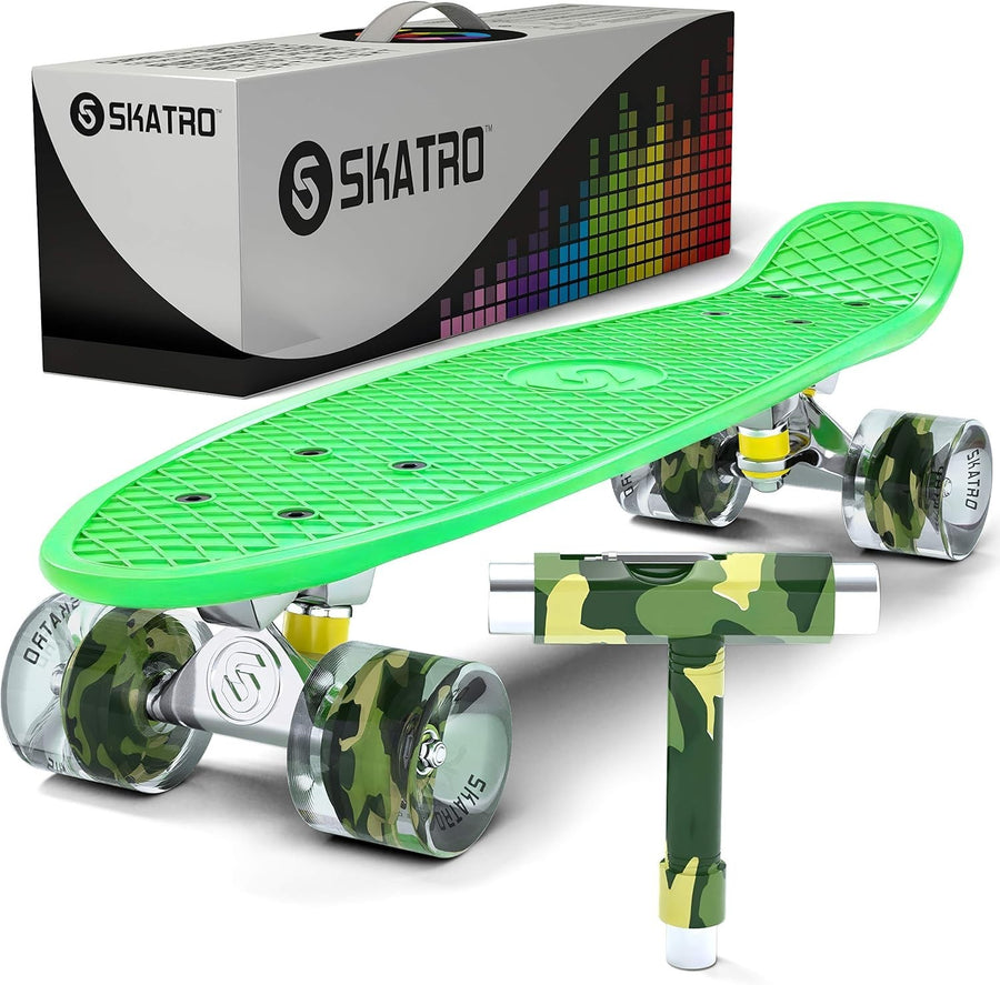 22" Mini Cruiser Skateboard Patriot Plastic Retro Complete Board