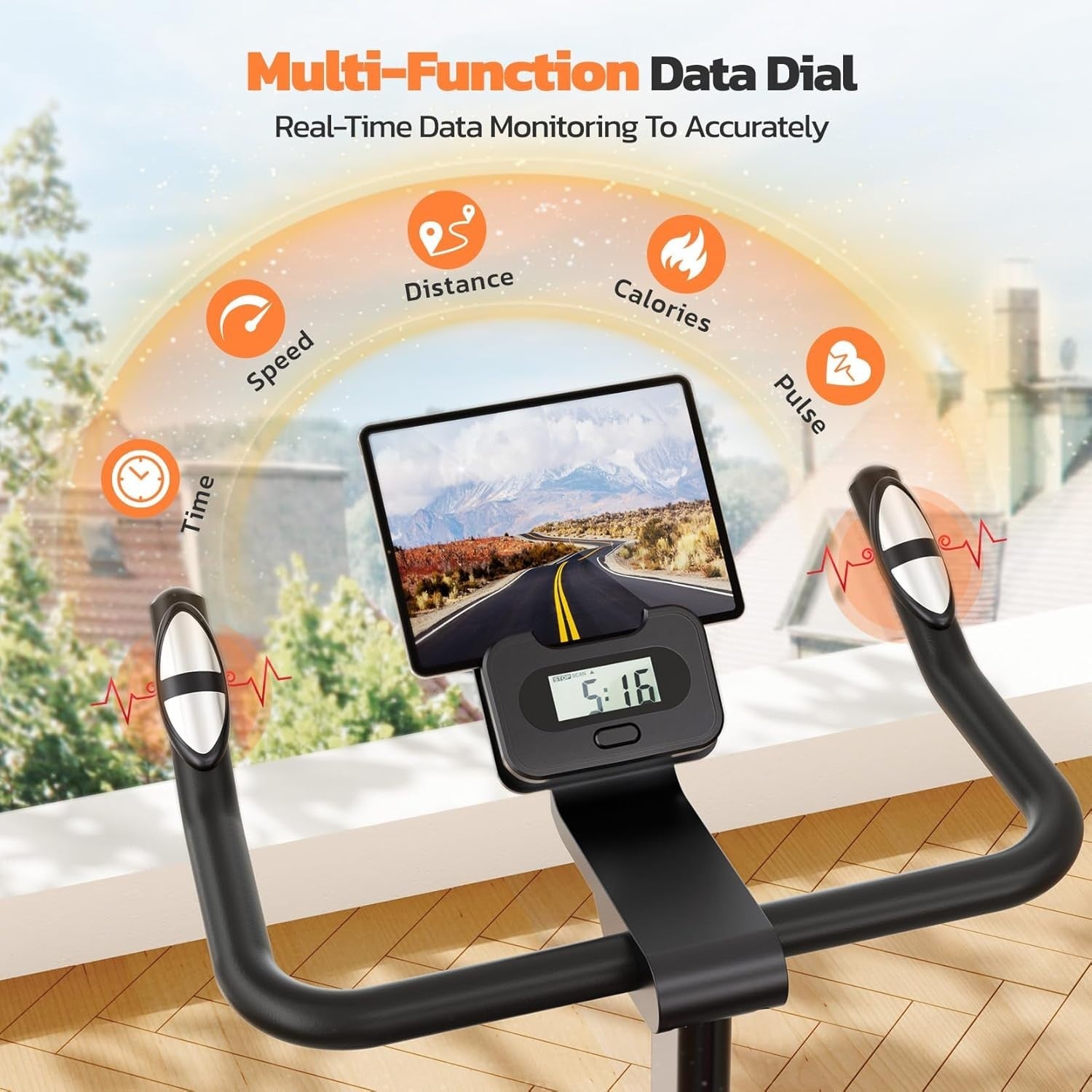 Quiet Magnetic Exercise Bike for Home w/ LCD Display, Adjustable Seat & Holder