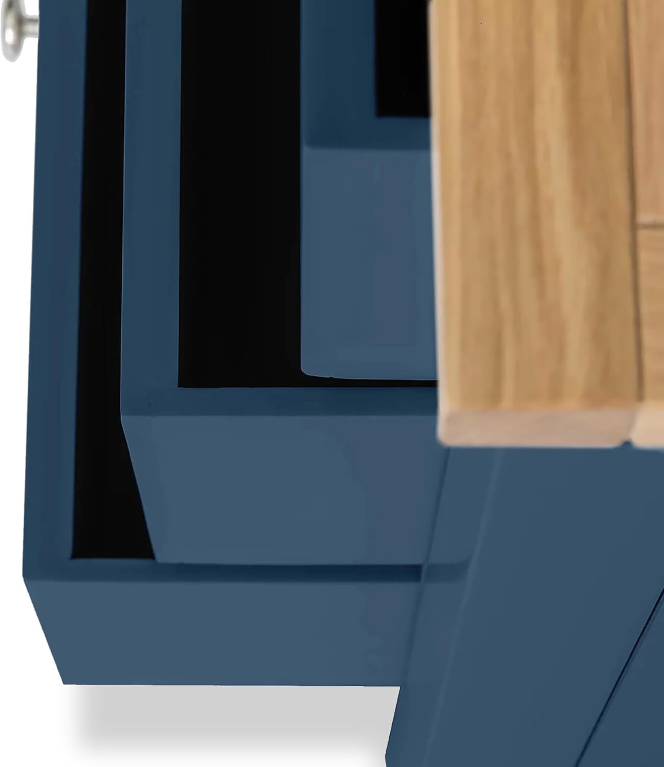 Navy Blue 8 Drawer Chest with Oak Top – Large Solid Wood Bedroom Storage