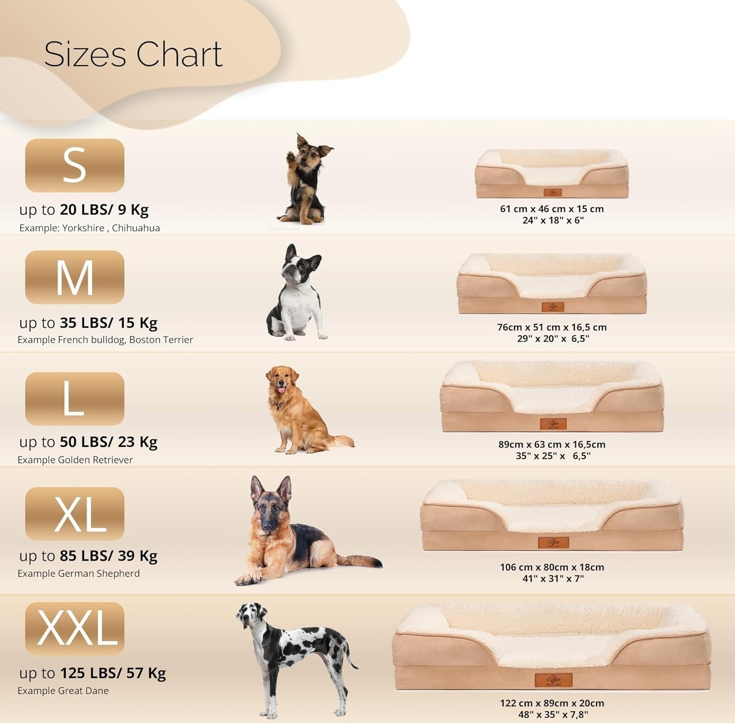 Orthopedic Memory Foam Dog Bed 61x45cm Washable
