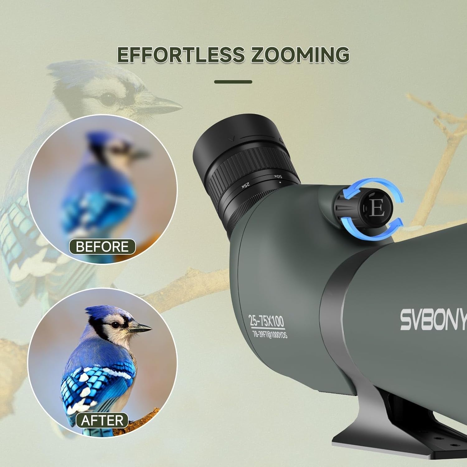 SV28 25-75x100 Black Spotting Scope HD Bak4 FMC Tripod