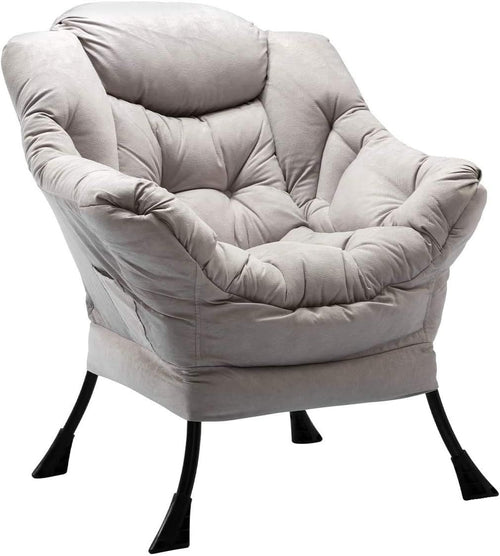 Grey Velvet Armchair Lounge Chair Reading Chair Living Room Sofa Accent