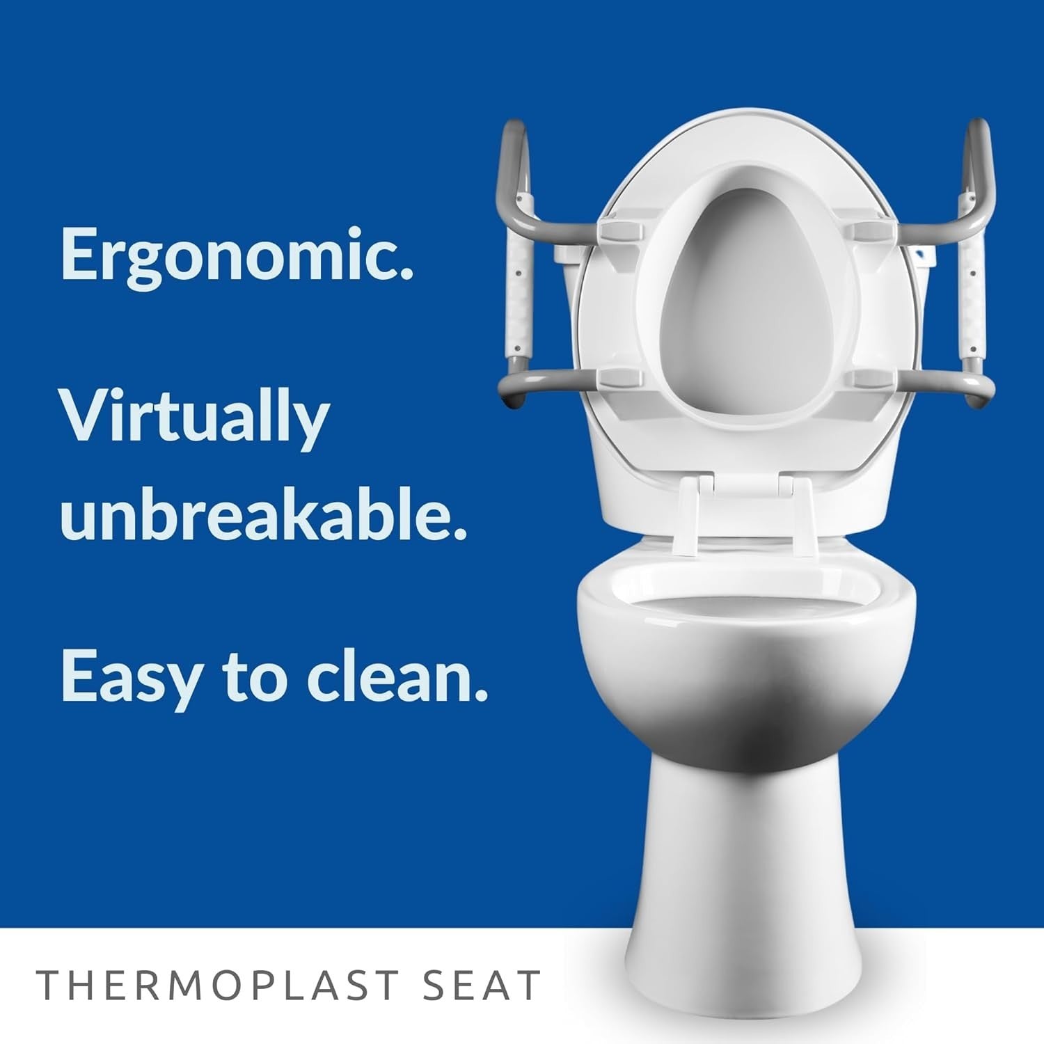 Raised Toilet Seat 7.5cm with Handles Support Arms Anti-Slip Plastic