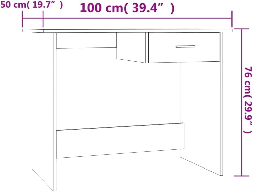 Sonoma Oak 100x50cm Computer Desk with Drawer, Home Office Laptop Table