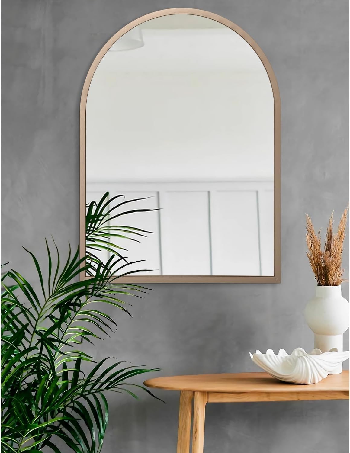 Large Arch Bathroom Wall Mirror 70x50cm Brushed Metal Frame Vanity Decor