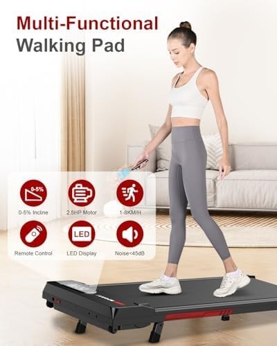 5% Incline Under Desk Walking Pad 2.5HP Quiet Foldable Treadmill 8KM/H Home