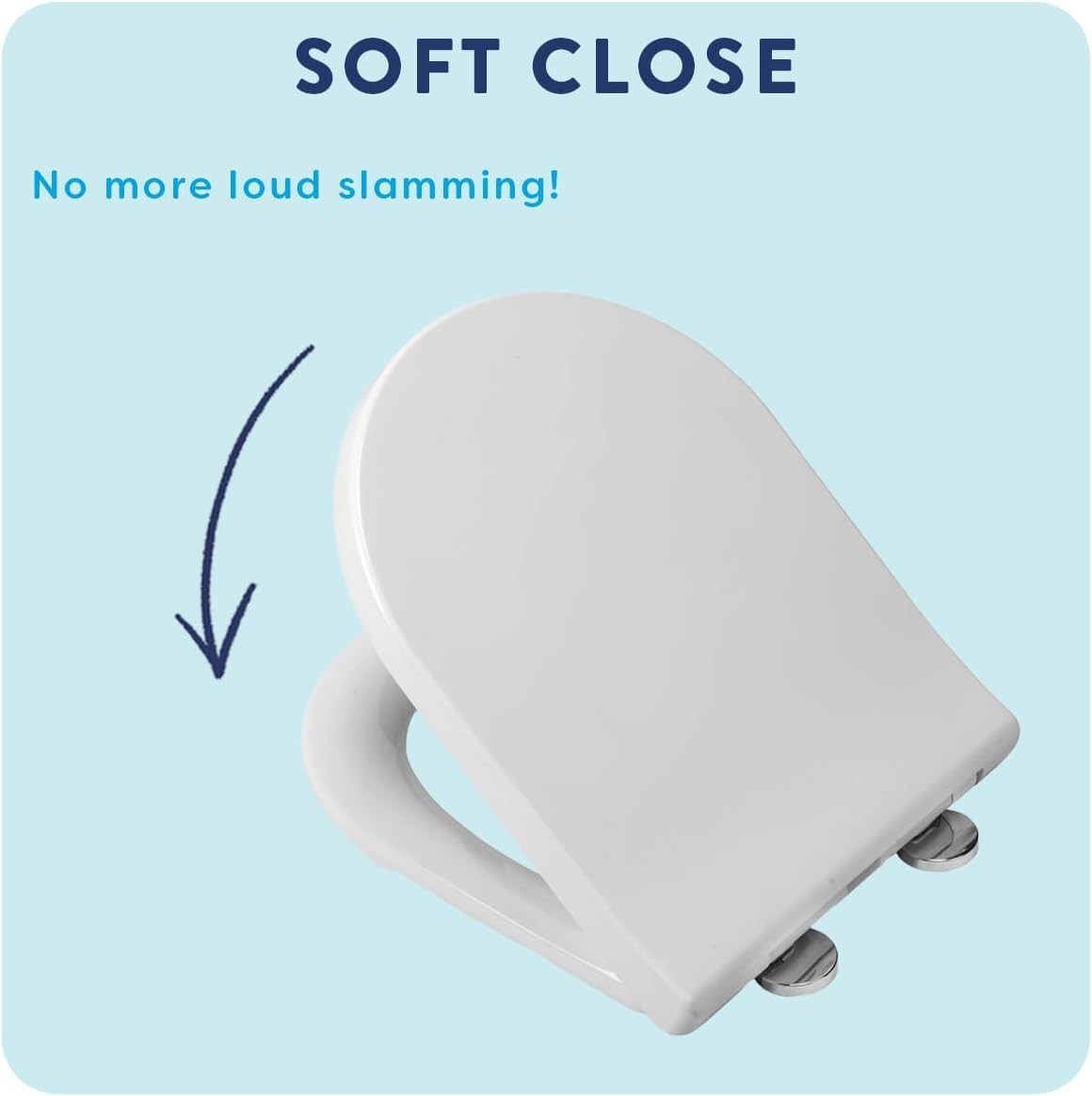 D-Shape Toilet Seat Soft Close Quick Release Antibacterial Durable White