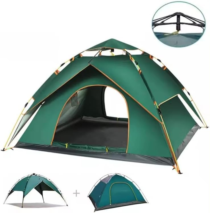 2-3 Person Pop Up Camping Tent Double Layer Waterproof Green
