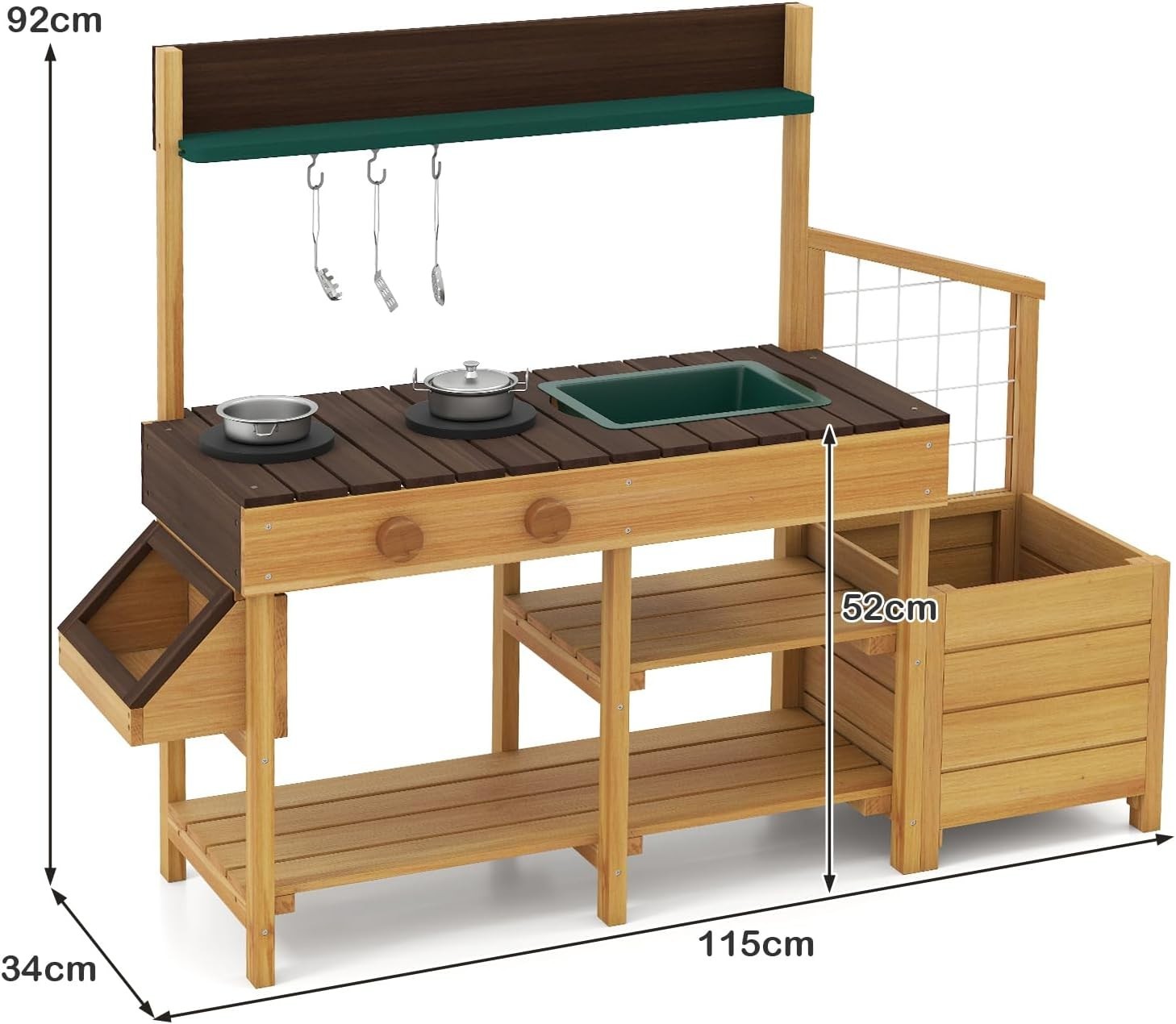 Outdoor Mud Kitchen Kids Garden Potting Bench Sink Wooden Playset