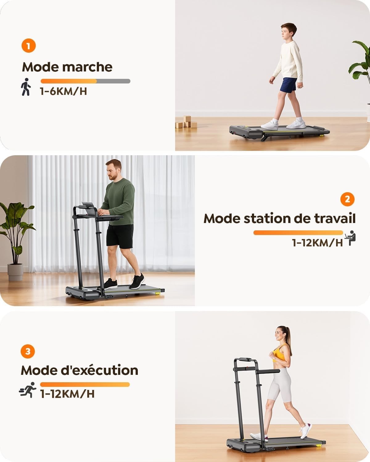 Foldable Treadmill Walking Pad 12KM/H Incline Home Office Fitness Gym