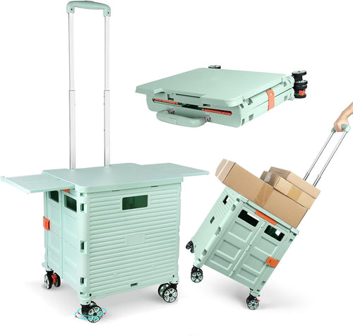 Heavy Duty Folding Shopping Cart 55kg Trolley 360° Wheels Foldable Green