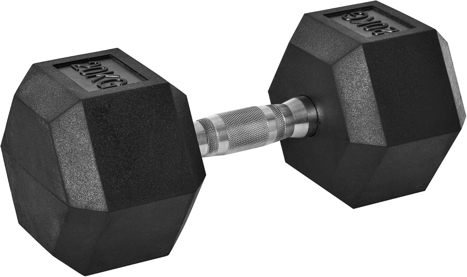 20kg Rubber Hex Dumbbell Single Anti Roll Steel Core Home Training