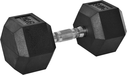 20kg Rubber Hex Dumbbell Single Anti Roll Steel Core Home Training