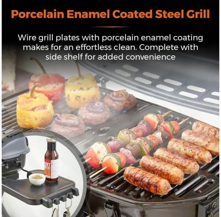 Portable 2 Burner Gas BBQ Grill with Folding Stand & Wheels – High Heat