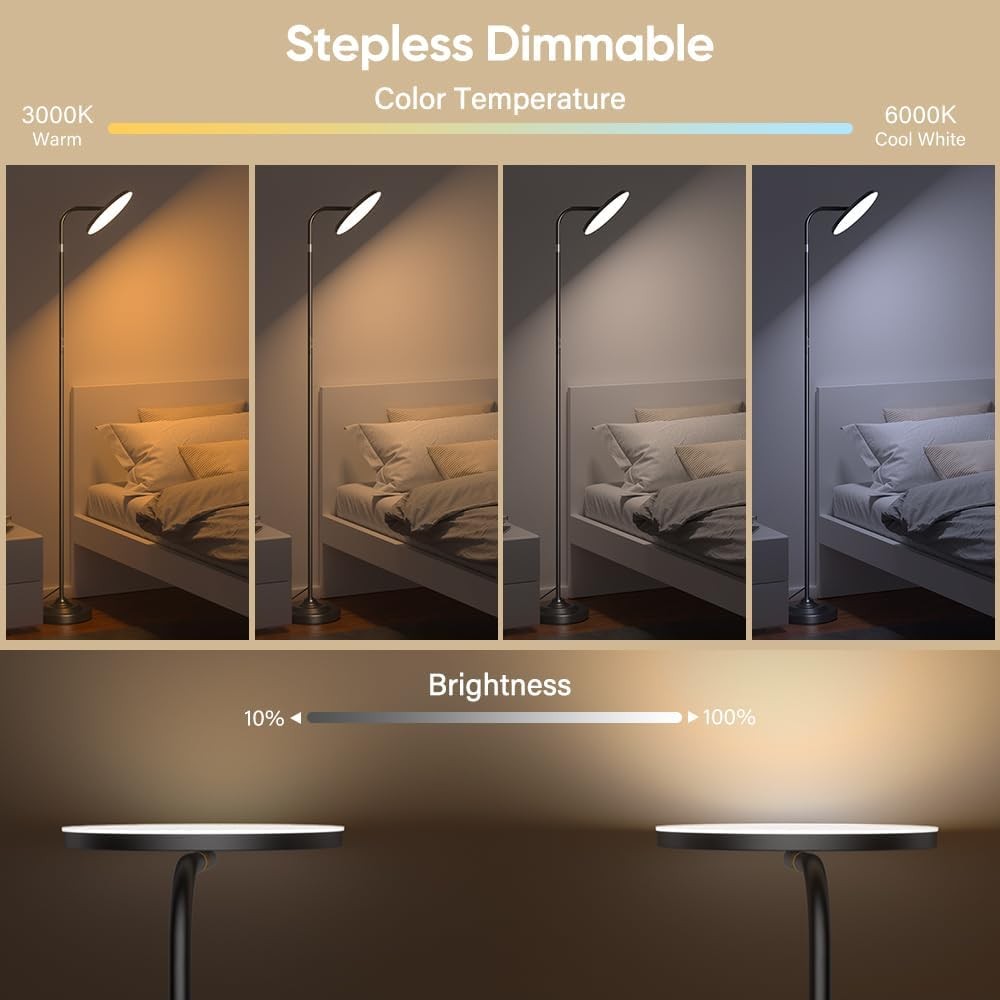 RGB LED Floor Lamp 36W Remote Dimmable 350° Rotating Modern Standing Light