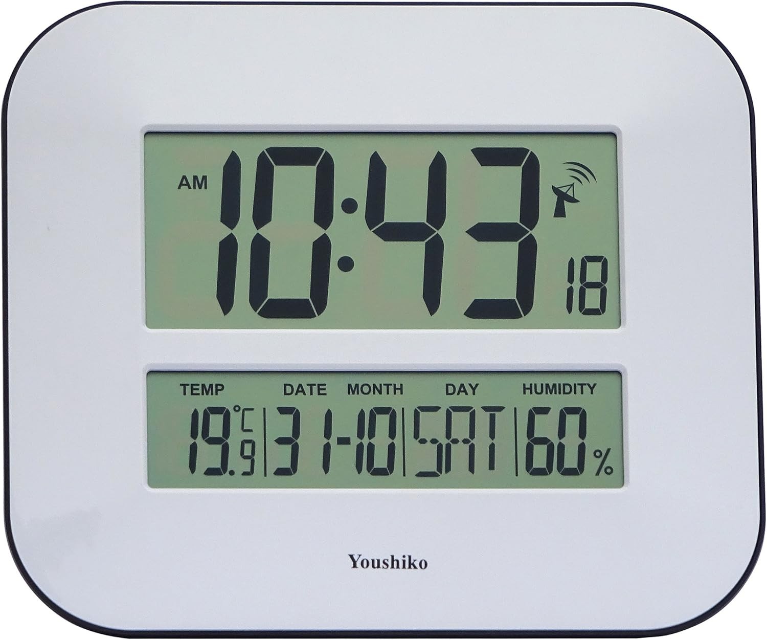 Large Radio Controlled Digital Wall Clock Temp Date Humidity Display Silent