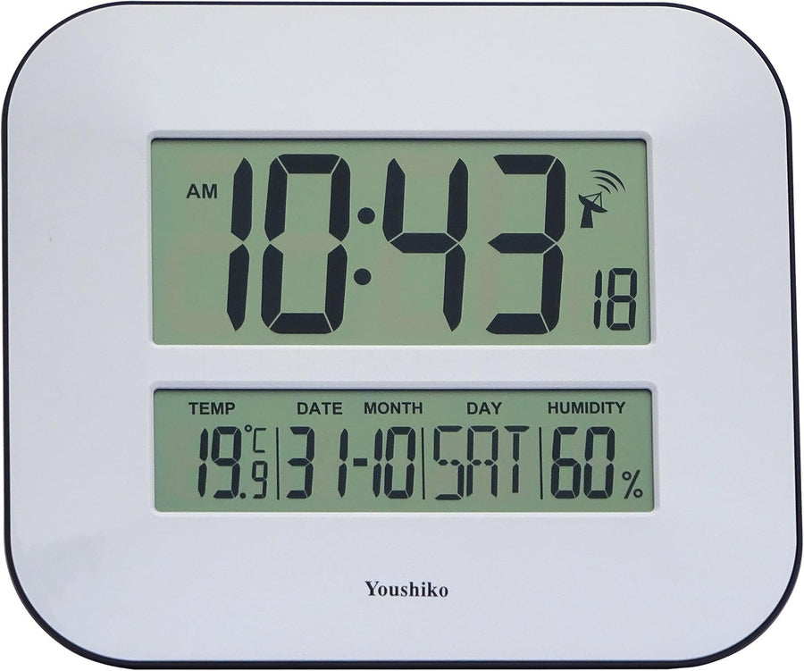 Large Radio Controlled Digital Wall Clock Temp Date Humidity Display Silent