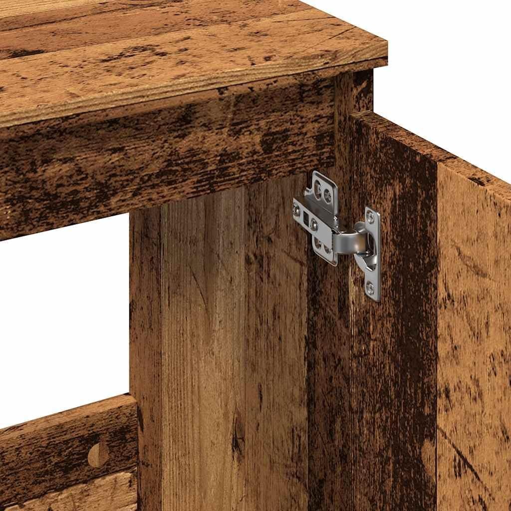 Old Wood Bathroom Sink Cabinet | 58x33x60cm Rustic Vanity with Metal Legs