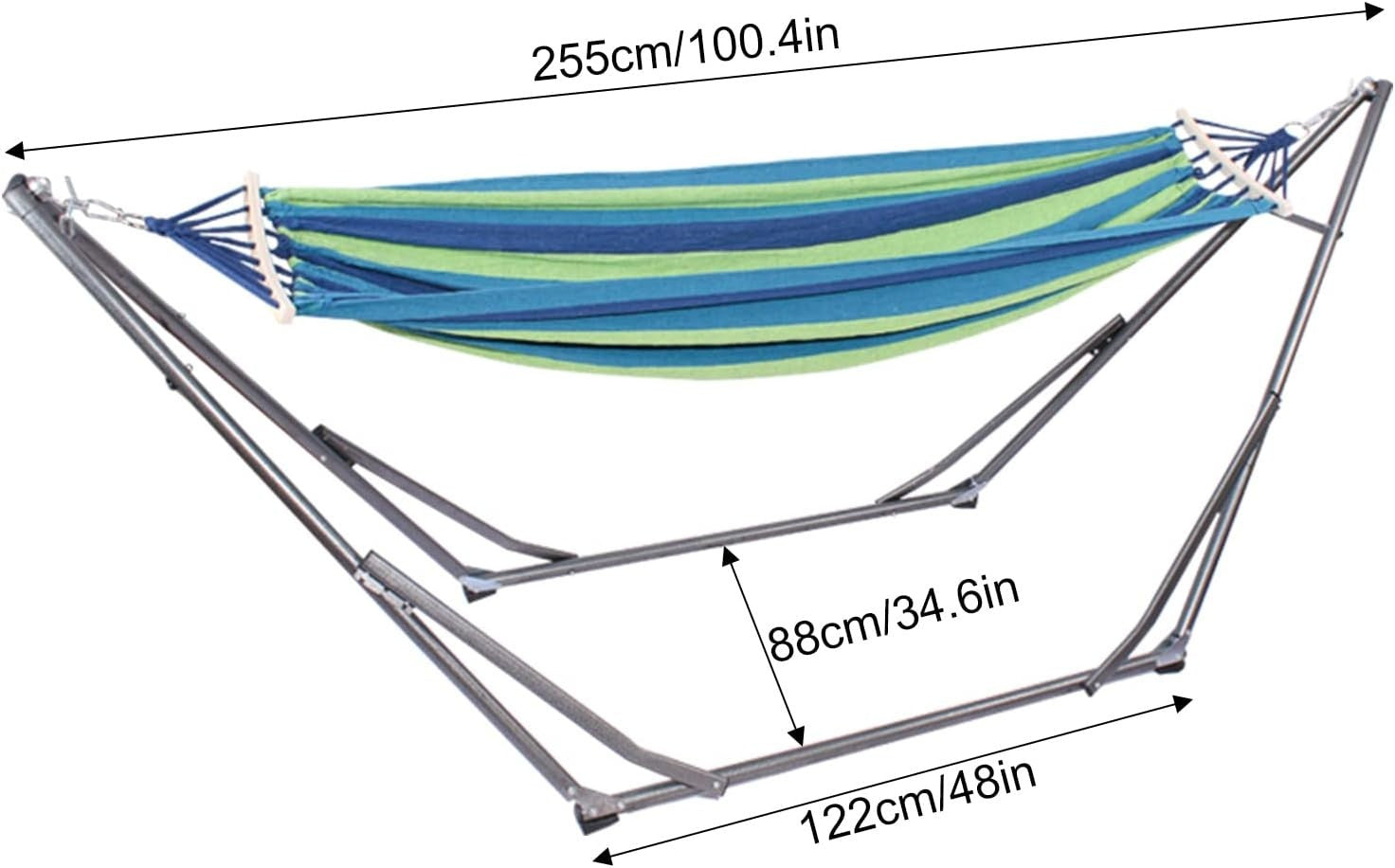 Double Hammock with Stand – Adjustable 2 Person Garden Swing Bed Indoor Outdoor