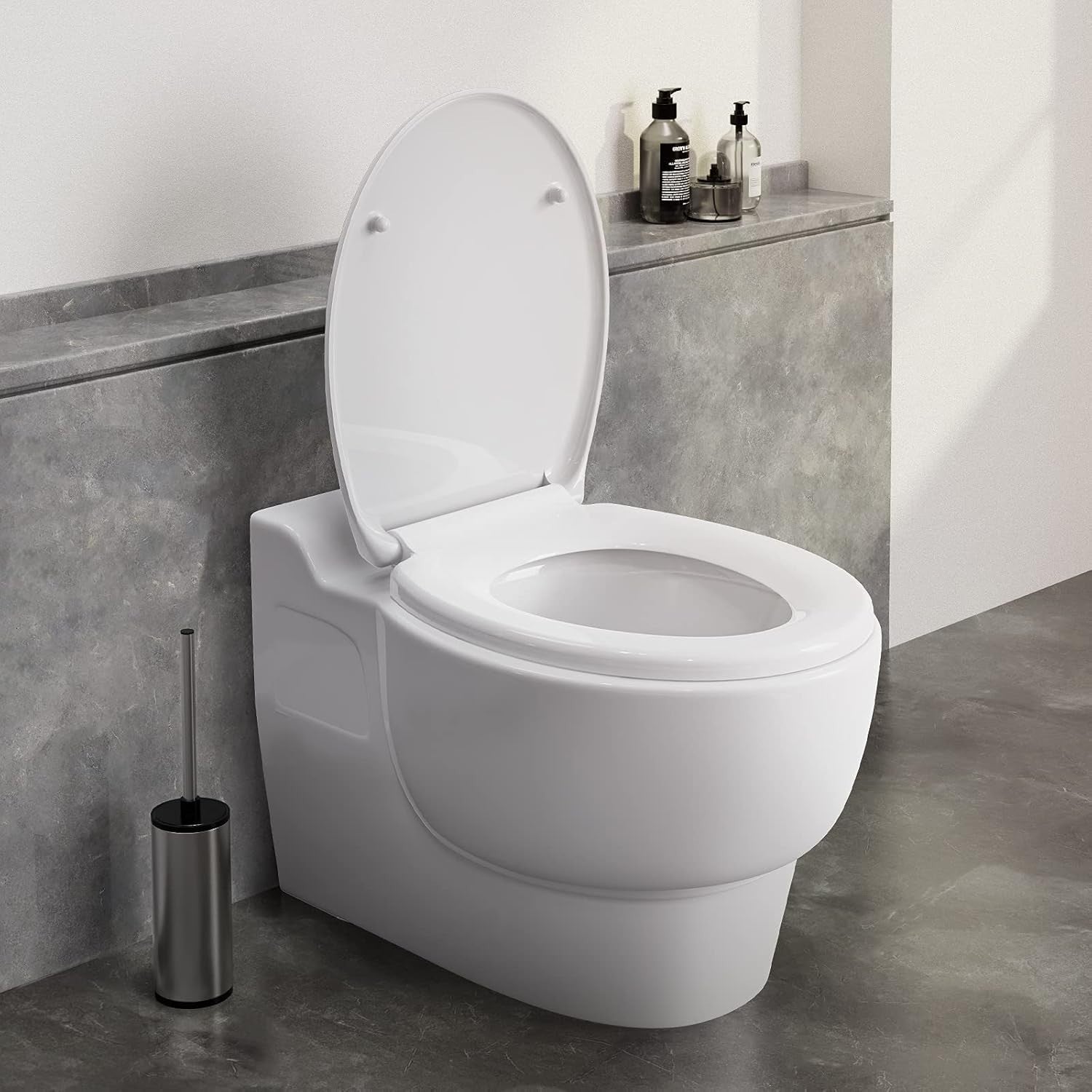 White Oval Toilet Seat Quick Release Anti-Bacterial Top Fix 45x37cm