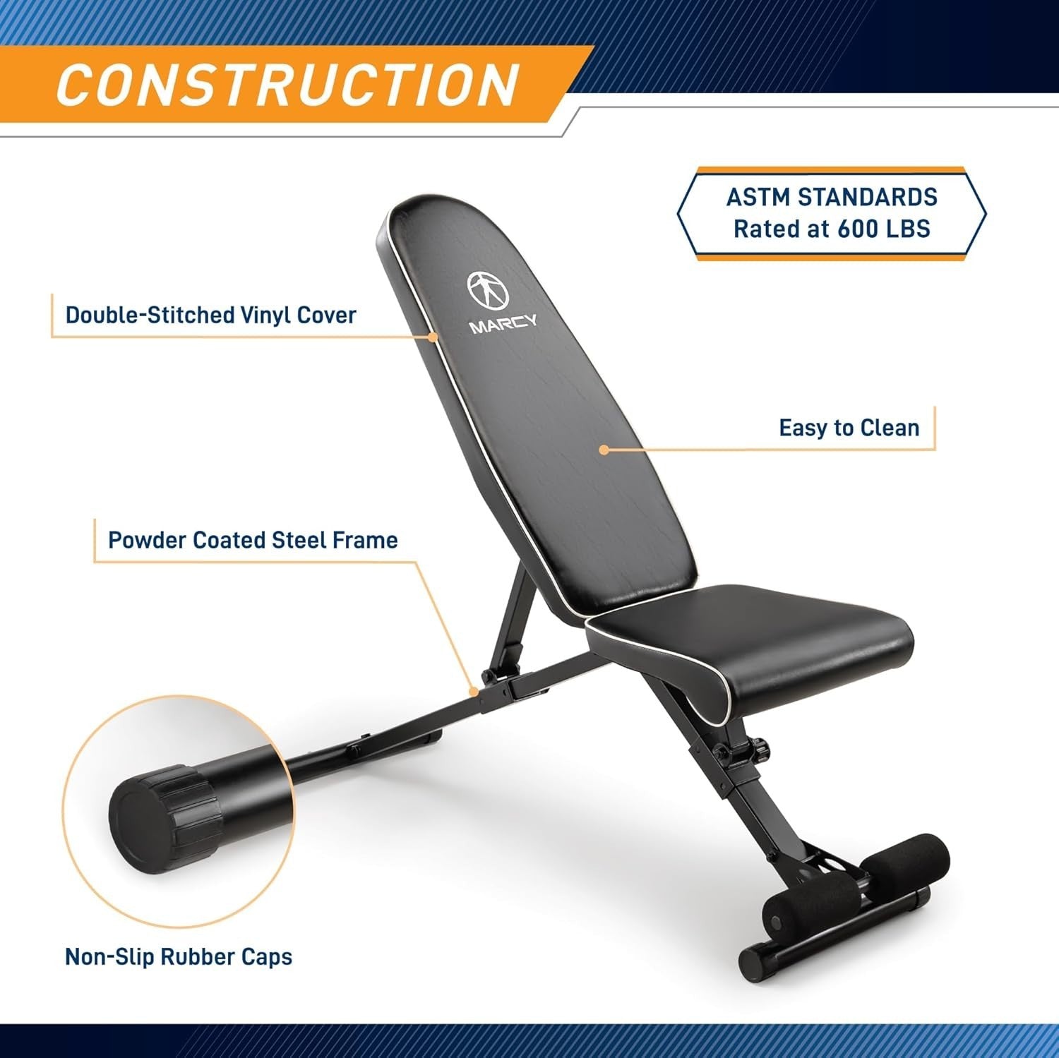Assembly Free Adjustable Weight Bench Foldable 600lb Home Gym