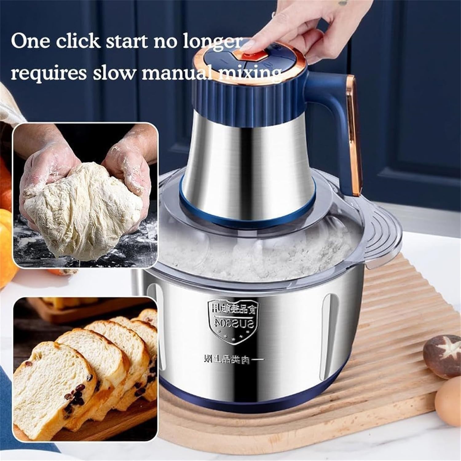 500W Electric Food Chopper 5L Meat Grinder Vegetable Processor Blue