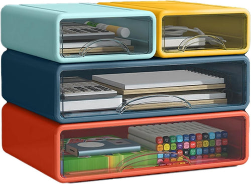 Desk Organizer 3 Stackable Drawers Clear Desktop Storage for Office & Makeup