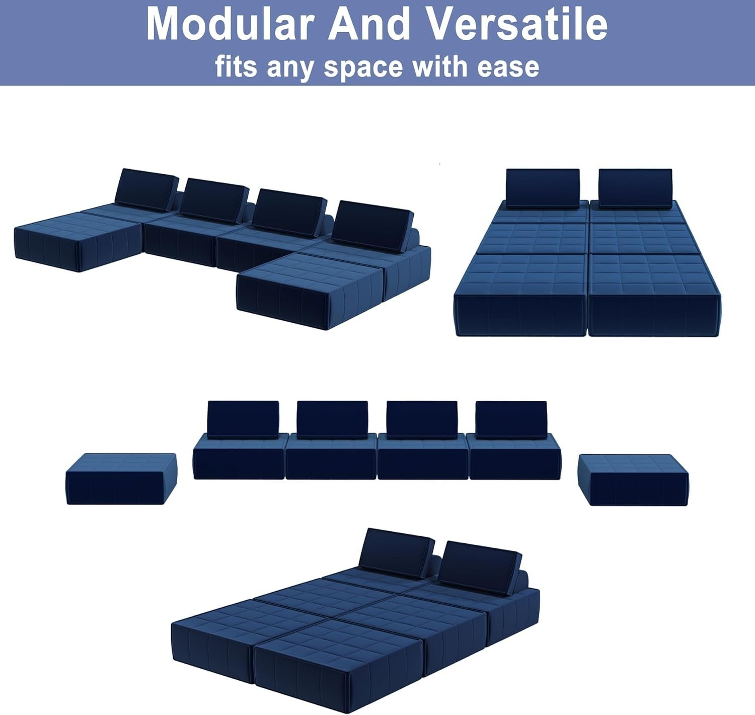 Modular Corduroy Sofa Bed 2-Seater | Deep Seat Sleeper for Small Spaces