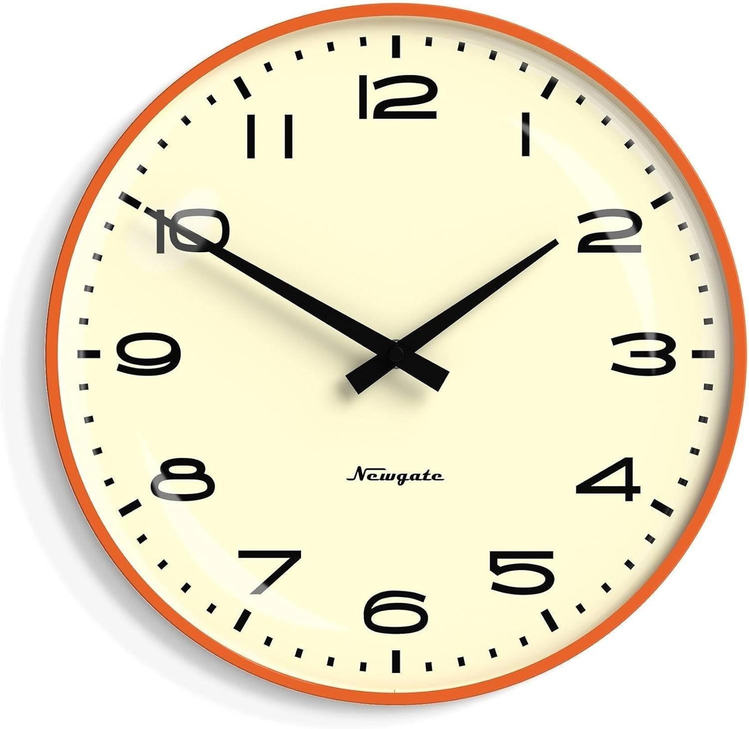 Retro Wall Clock 33cm Silent Non-Ticking Large Orange Kitchen Office