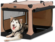 Soft-Sided Dog Crate – Portable Pet Carrier for Travel, Camping & Home (Khaki)